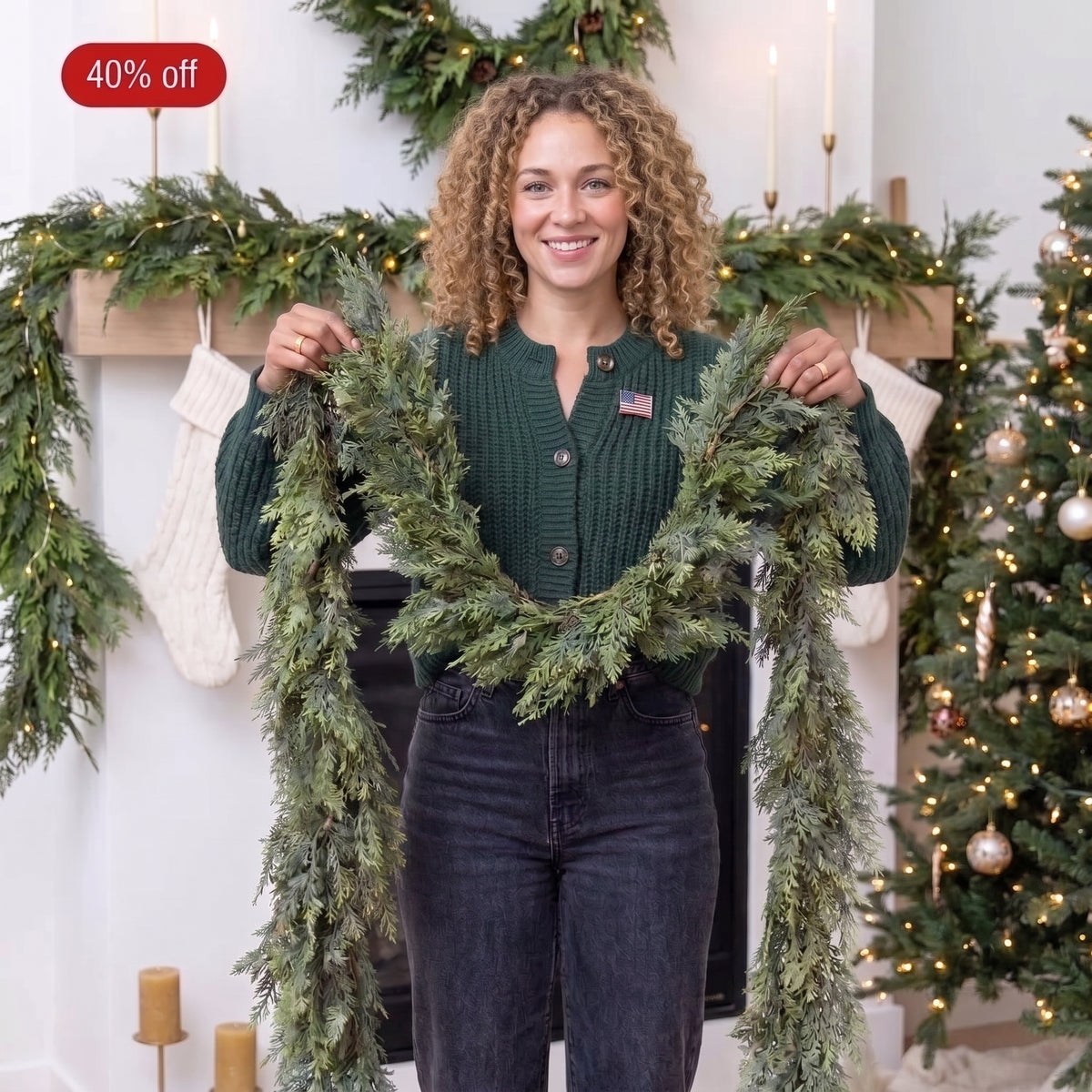 6ft Artificial cedar garland
